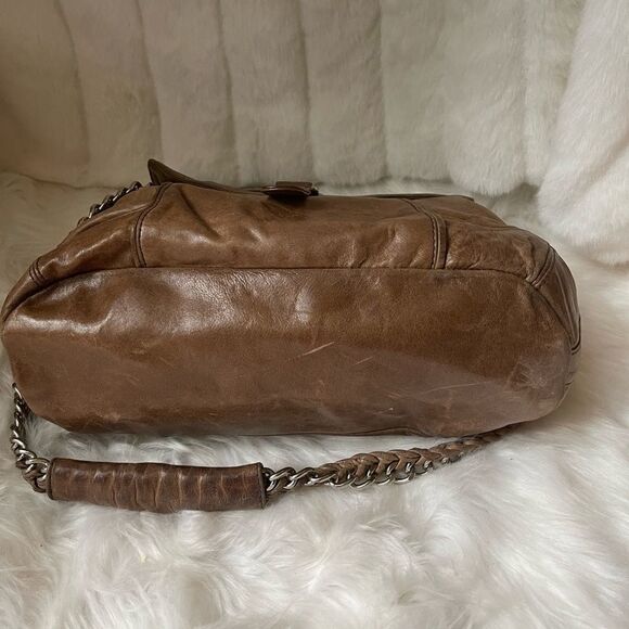 Treesje khaki distressed leather shoulder bag with bold silver tone hard… - Picture 12 of 12